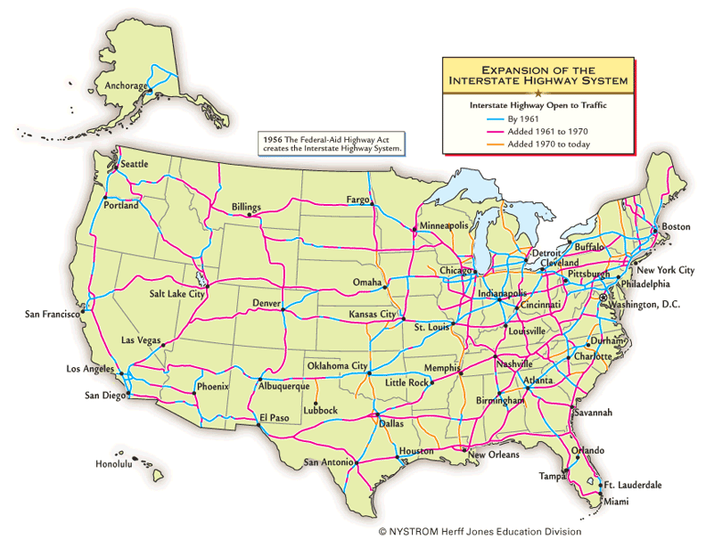 Interstate Freeway Map Of Usa - Map of world